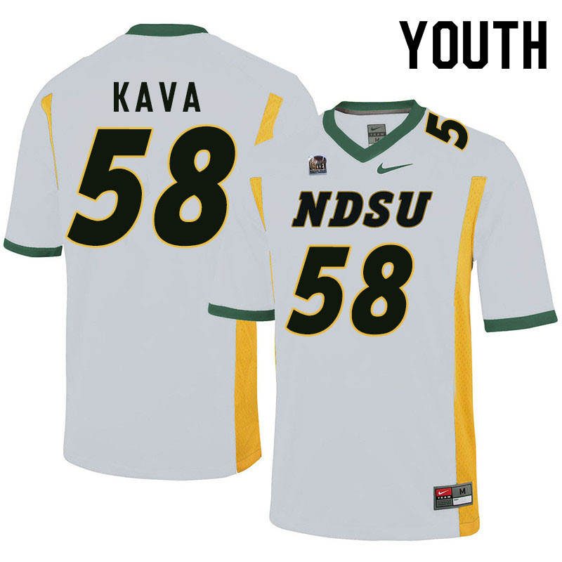 Youth #58 Jake Kava North Dakota State Bison College Football Jerseys Sale-White - Click Image to Close